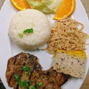 50.	Grilled Pork Chop, Shredded Pork & Meat Pie on Broken Rice