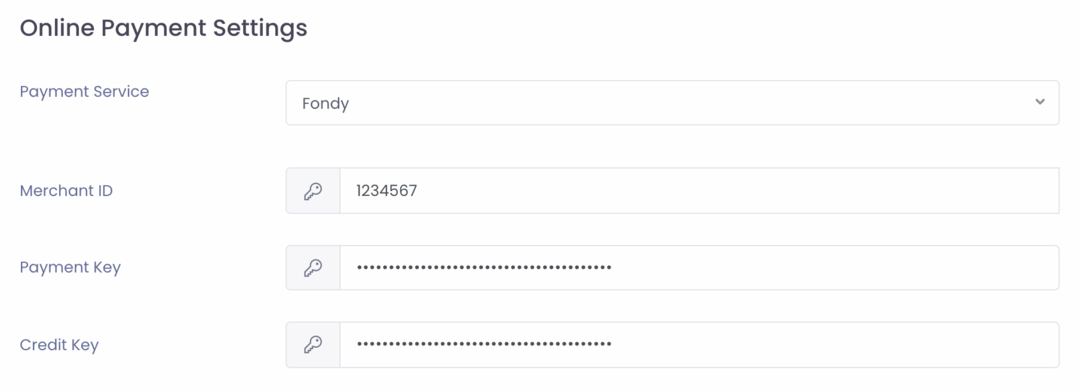 Online payment settings in Stravopys