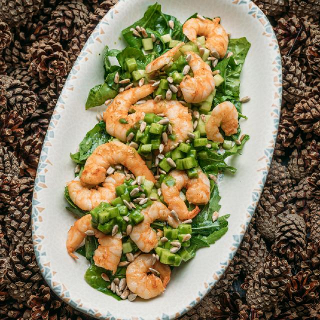 С креветками и шпинатом