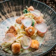 Паста с семгой и шпинатом в сливочном соусе