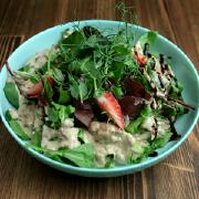 Теплый салат с куриной печенью
