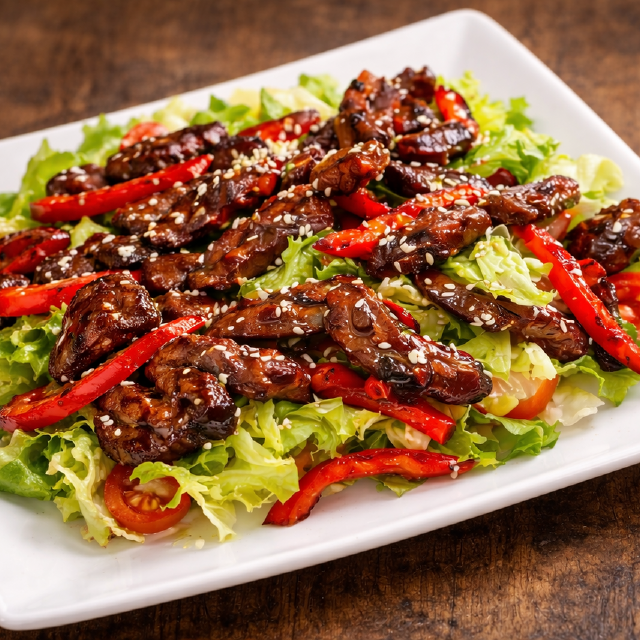 Салат теплий з телятиною