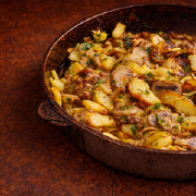 Картопля смажена з грибами та м'ясом(свинина /курка)