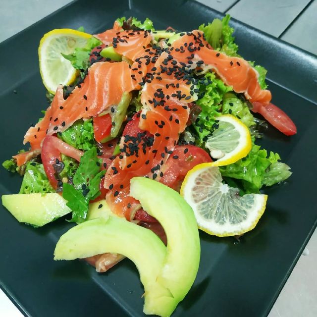 Salmon salad and avocado