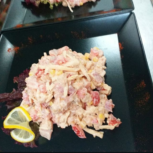 Norwegian salad with salmon