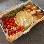 Camembert baked with croutons