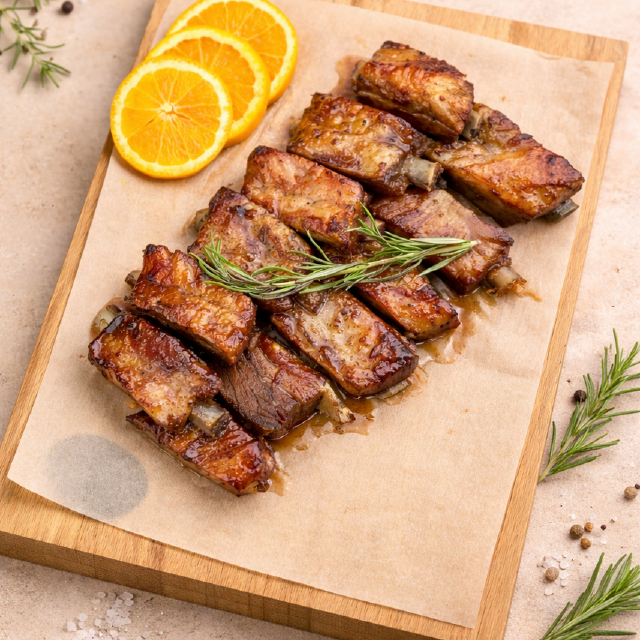 Соковиті реберця зі свинини в цитрусовій глазурі