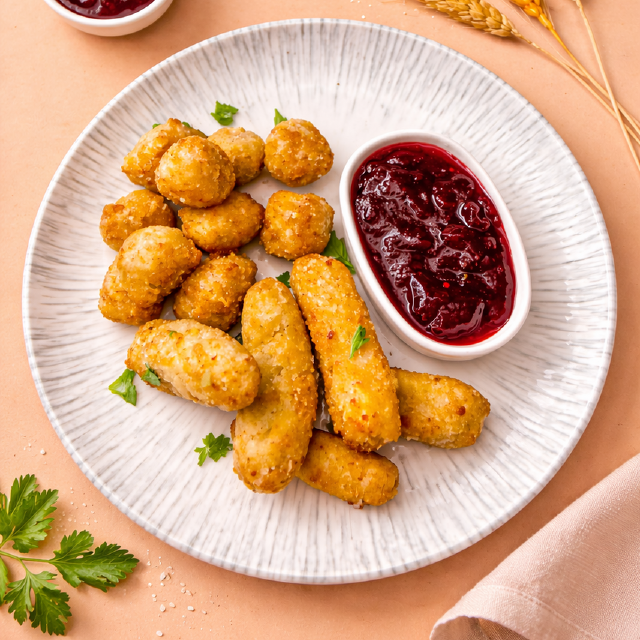 Сирні крокети з журавлиним соусом