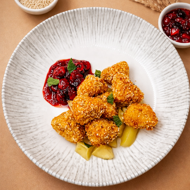 Сир камамбер з карамелізованим яблуком